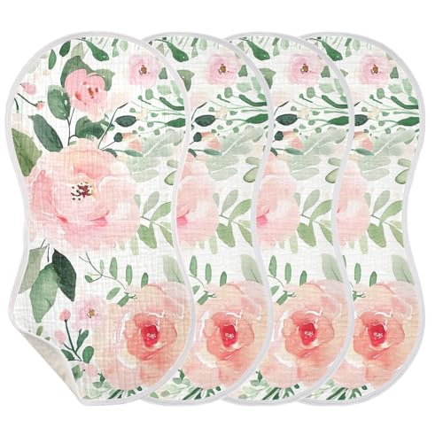 Baby Burp Cloths, Soft Absorbent Burping Cloths for Babies, Cotton Milk Spit Up Rags, Large Size for Newborns, Baby Boys and Girls (Floral Bouquet)3