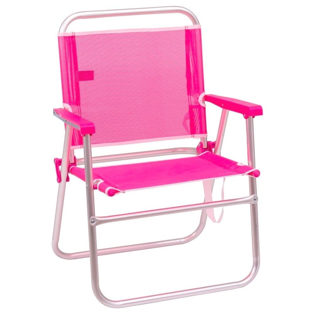 LOLAhome Silla de Playa Fija Plegable de Aluminio y textileno Rosa de 55x43x75 cm