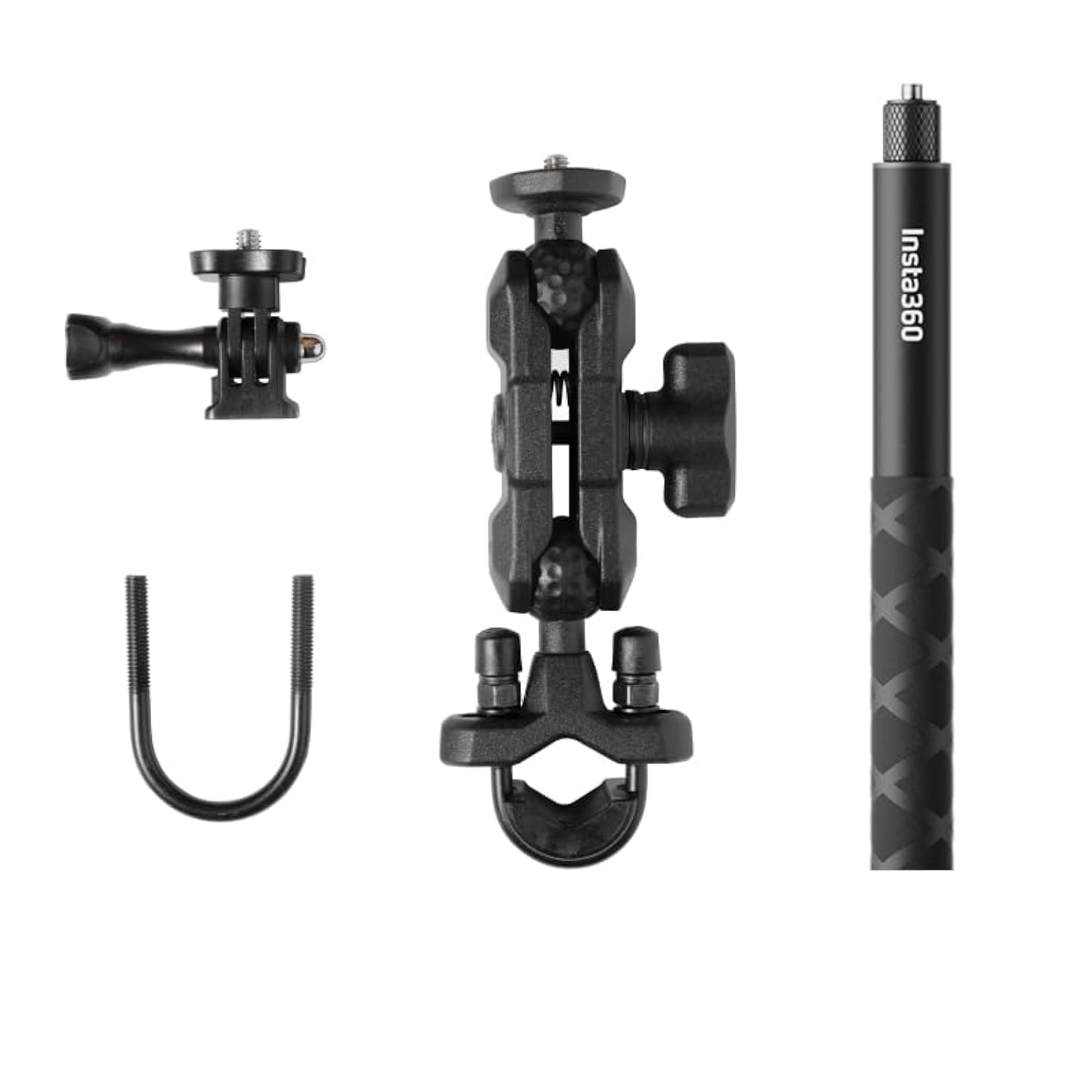 Insta360 ICDINMBBD/B70 - Supporto con cavallotto per moto e bastone invisibile per selfie One X / X2 / X3 / One R/One RS, Nero