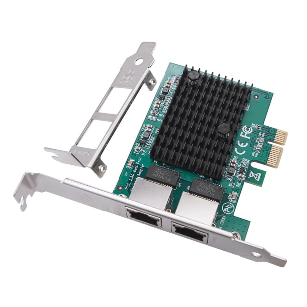 Scheda di Rete PCIe 2 Porte 2.5G Adattatore Ethernet 2.5 Gigabit Chip RTL8125BG Adattatore LAN PCI-e Ethernet per PC Desktop Durevole Facile da Installare Facile da Usare