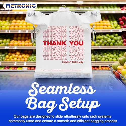 METRONIC 1000 Count Plastic Thank You T-Shirt Bags with Handles White, 11.5 x 6.5 x 21 Carry Gift Bags for Retail, Supermarket, Grocery Shopping Bag for Packaging, Takeout, Convenience Stores, in Bulk by Metronic - Image 6