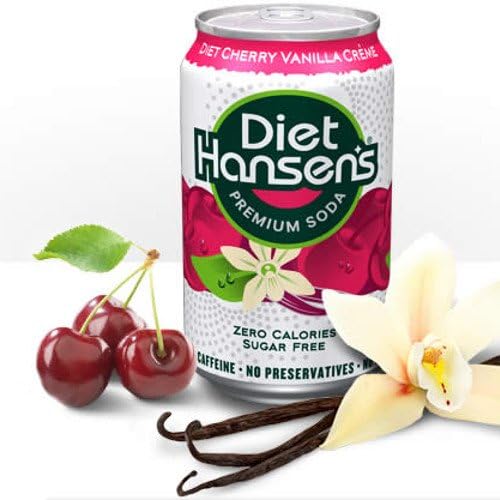 Hansen's Diet Cherry Vanilla Cream Soda 12 FL OZ (355ml) 6 Cans