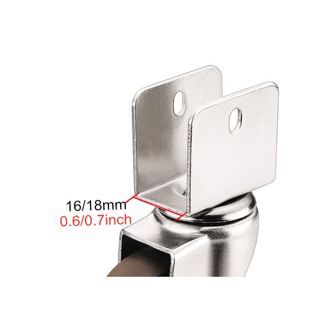 Ruedas giratorias de 1" y 25 mm, Ruedas para Muebles pequeños, Ruedas de Repuesto para Cuna de bebé, 4 Piezas (Freno de 16 mm/0,6 Pulgadas) (Freno + Universal de 18 mm/0,7 Pulgadas)