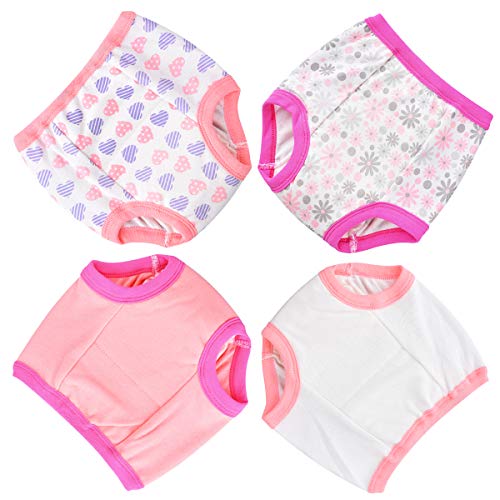 Funkprofi Toddler Girls Potty Cotton Pee Training Pants, Soft Absorbent Waterproof Breathable Baby Training Underwear, Washable Reusable Durable Training Pants with Elastic Waistline, 4 Pack (2T)