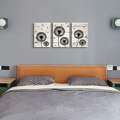 Wall Decor For Living Room Canvas Wall Art For Bedroom Fashion Wall Decorations For Kitchen Abstract Paintings Office Canvas Art Black Dandelion Flowers Hang Pictures Artwork Home Decoration 3 Pieces #TOP6