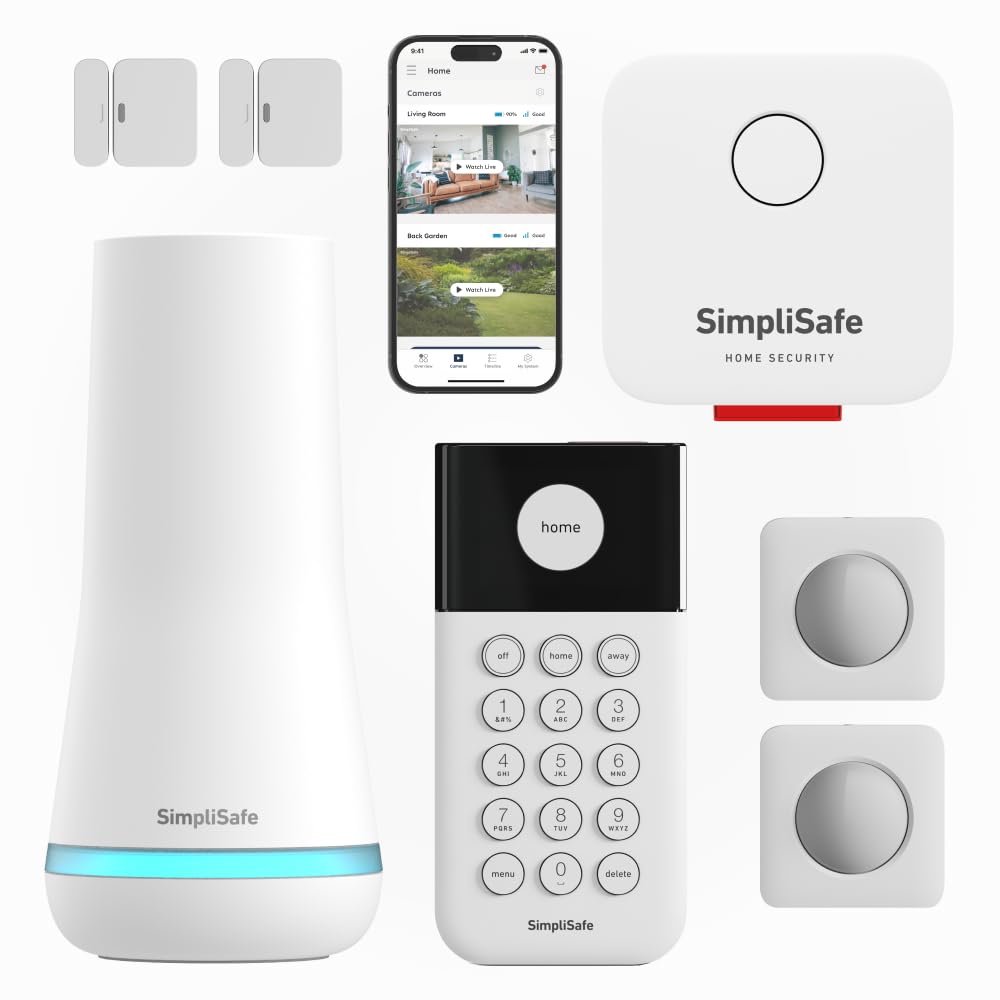 SimpliSafe Wireless Home Security Systems | 7 Piece Smart Home Alarm Systems | Mobile App & Works with Alexa | Professional Monitoring Available | Easy DIY Install