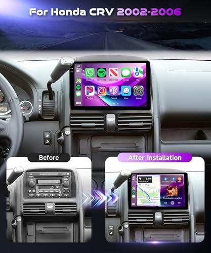 Image of 4G+128G Car Radio for Honda CRV 2002-2006, Wireless Carplay Android Auto Android 15 Car Stereo, 9 Inch in-Cell Touch Screen with 5Ghz-WiFi, GPS, Bluetooth, FM /RDS, HiFi Audio, Rear Camera