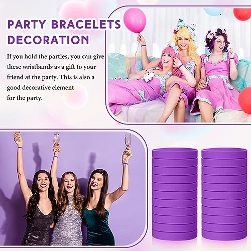 Image of Liliful 100 Pcs Silicone Rubber Wristbands Rubber Wristband Bracelet Bands for Silicone Wristbands for Women Men(Purple)