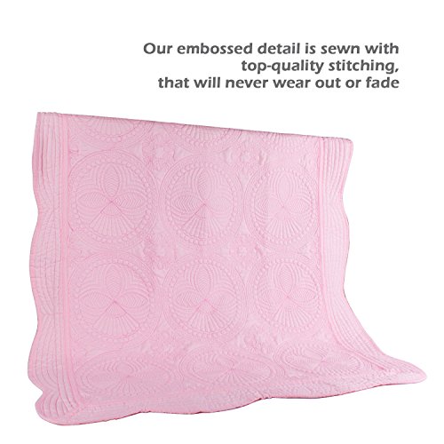 Yiqigo Toddlers And Baby Quilt Lightweight Blanket Embossed Cotton Quilt 4 Seasons Scalloped Newborn Baby Boy/Girl (Pink) #TOP2