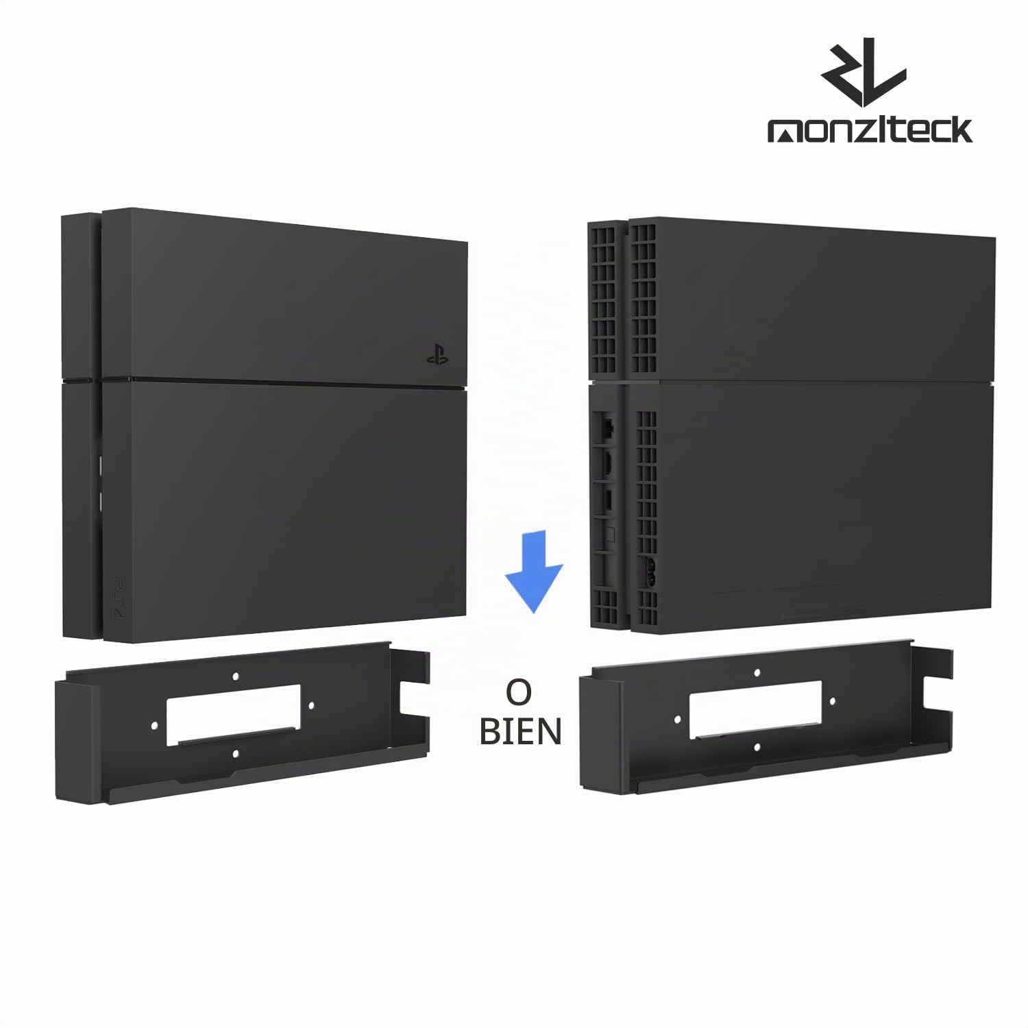 Monzlteck Soporte de Pared para PS4 Original (Modelo Antiguo), Cerca o detrás de la TV, Ahorra Espacio