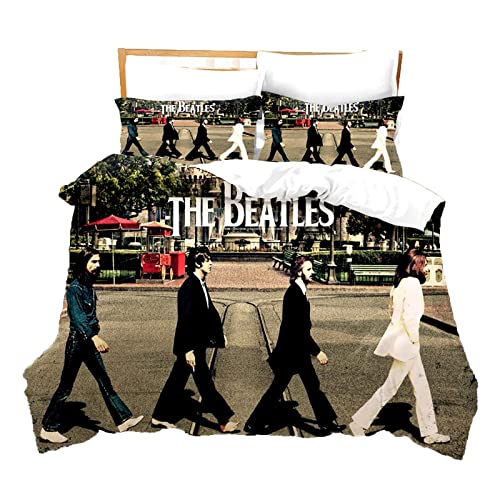 ZUOLAER Parure de Lit 3 Pièces The Beatles Housse de Couette John Lennon et Rock Band Sets de Housse de Couette en Microfibre Super Douce avec 2 Taies d’oreiller Anti Acariens - Les Beatles, Paul McCartney, John Lennon, RIngo Starr, George Harrison ZUOLAER Parure de Lit 3 Pièces The Beatles Housse de Couette John Lennon et Rock Band Sets de Housse de Couette en Microfibre Super Douce avec 2 Taies d'oreiller Anti Acariens
