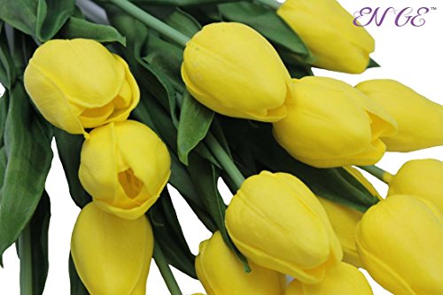 Aliersa En Ge 10-Heads Artificial Flowers Home Decor Mini Tulip Real Touch Tulips Wedding Bouquets For Bride (Yellow) #TOP2