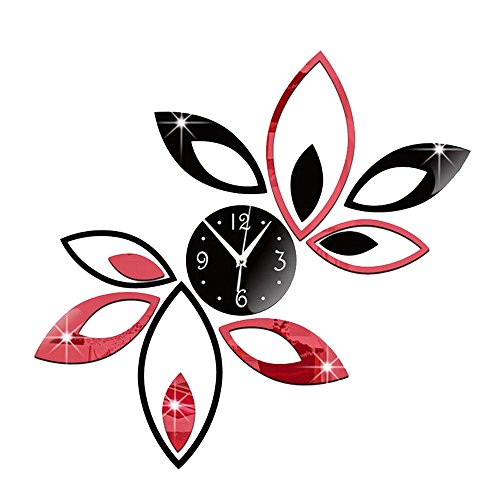 Forepin® 3D Pegatinas Adhesivo Reloj De Pared Efecto De Espejo Acrílico Reloj pare Home Decoración (Batería No Incluida)