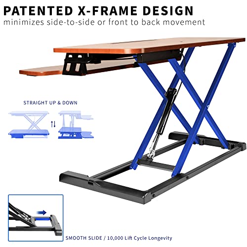 VIVO 80 cm Desk Converter, K Series, Height Adjustable Sit to Stand Riser, Dual Monitor and Laptop Workstation with Wide Keyboard Tray, Rustic Vintage Brown Top, Black Frame, DESK-V000KN - Image 4