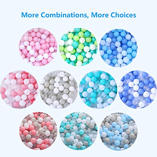 Thenese Pit Balls For Kids, 100 Pcs 2.15 Inches Thicken Soft Plastic Crush Proof Ball Pit Balls Bpa Phthalate Free Baby Toddler Toy Ball With 3 Color White Clear And Pink #TOP6