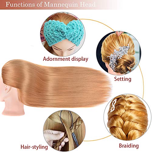 mannequin head with synthetic fiber hair - straight 2834 doll head for cosmetology amp hairdresser 27 blonde