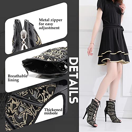 YKXLM Latin Dance Boots Salsa Bachata Performance Women Ballroom Lace-up Ankle Open Toe Dance Shoes3