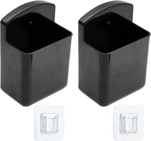 Paquete de 2 soportes autoadhesivos para TV para aire acondicionado y control remoto, soporte para montaje en pared (negro)