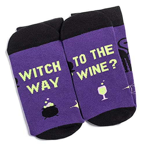 Lavley Funny Halloween Party Novelty Socks For Men And Women - Ghost And Witch (Witch Way To The Wine) #TOP5