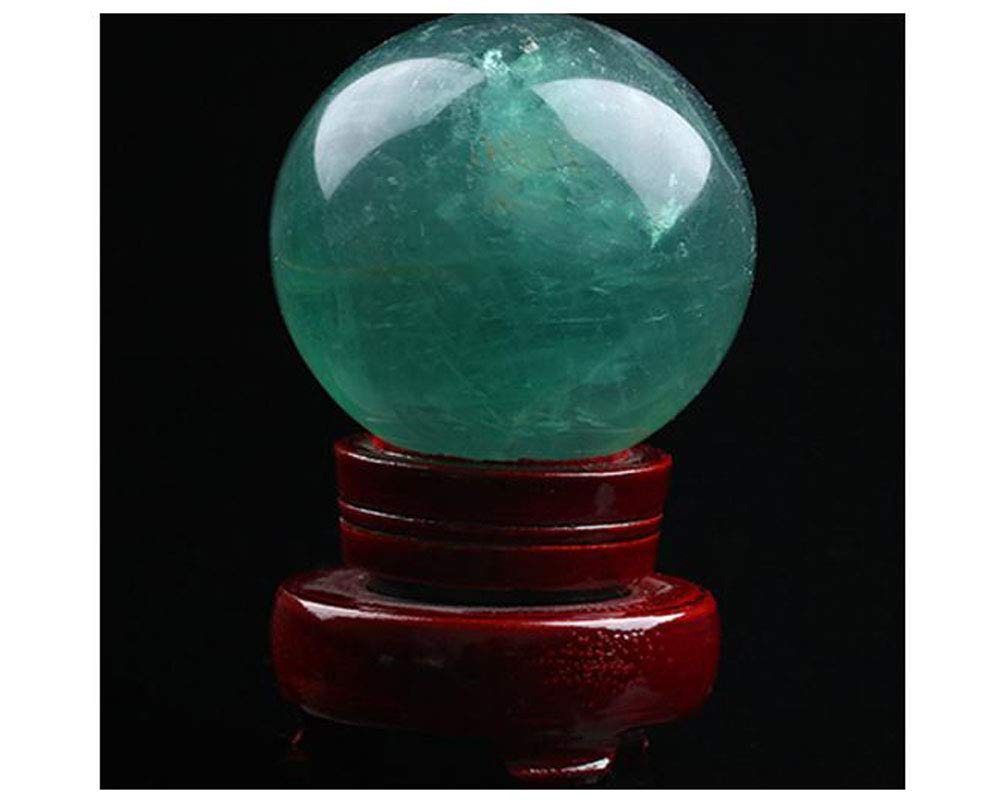 Natural Green Fluorite Healing Quartz Crystal Sphere Gemstone Ball with Stand, Natural Sculpture Figurine 50mm/1.96 inch