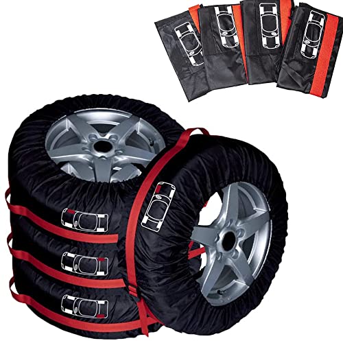 Riverhighfur Lot de 4 Housses de pneus 16-20 inch Housse Roue de Secours Pneu de Rechange Universelle Coque Couvre-pneus Imperméable Anti-poussière Housses de Protection de Roue de Voiture