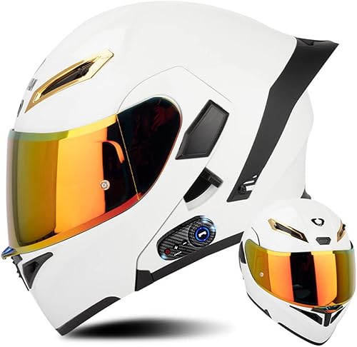 Casco Bluetooth de tipo abatible, certificado por DOT, casco integral para motocicleta, para adultos, hombres y mujeres, casco integrado con cola,