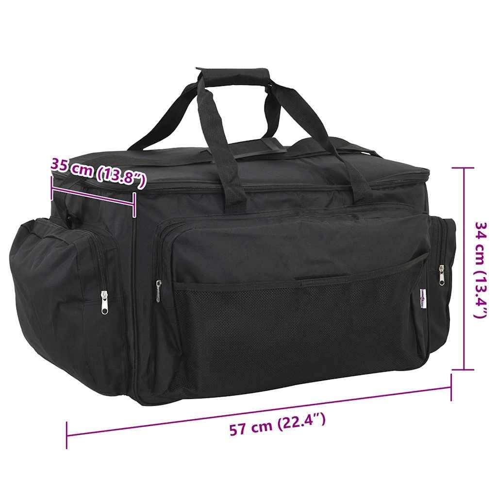 Angeltasche Wasserdicht 57 x 35 x 34 cm aus 600D Oxford-Gewebe Angelkoffer mit Tragegurt und Trennwand für Angelausrüstung Schwarz