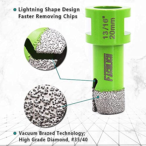 Image of Diamond Core Drill Bits,4 /5 inch 20mm Tile Drill Bits Vacuum Brazed Dry Diamond Hole Saw for Porcelain Ceramic Tile,Granite,Marble,Concrete,Masonry,Brick