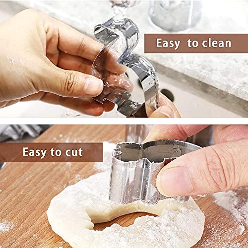 SJUNJIE 8 Pieces Dinosaur Cookie Mold Set, Tyrannosaurus Rex, Triceratops, Pterosaur, Hedgehog, Dinosaur Shaped Stainless Steel Cookie Molds Kids Dinosaur Party Baking Molds