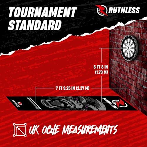 RUTHLESS Dart-Matte, strapazierfähig, rutschfest, langlebig, Teppich-Dartmatte für Boden, Schwarz (Gorilla)