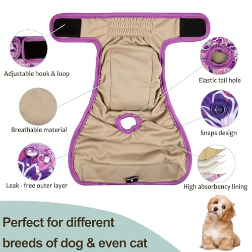 Image of Female Dog Diapers - Premium Reusable Diapers for Doggie in Heat - Highly Absorbent for Pet Incontinence with Adjustable Snaps Butterfly, XL