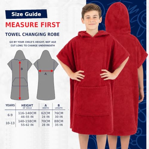 Image of ALLEN & MATE Kids Surf Poncho Towel Robe, Hooded Changing Robe, 6-13 Years