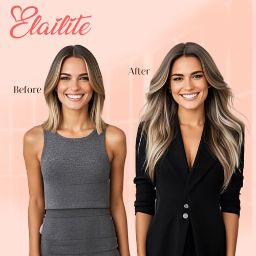 Image of Elailite Tape in Hair Extensions Human Hair Thick Real Remy Hairpieces Golden Brown & Bleach Blonde 14 Inch 40g 20pcs Straight Invisible Seamless Skin Weft Best Tape for Women