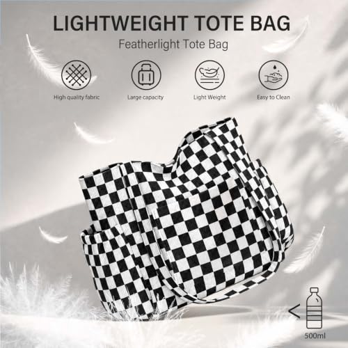 Large Capacity Corduroy Tote Bag for Women Aesthetic Checkerboard Bag - image 6
