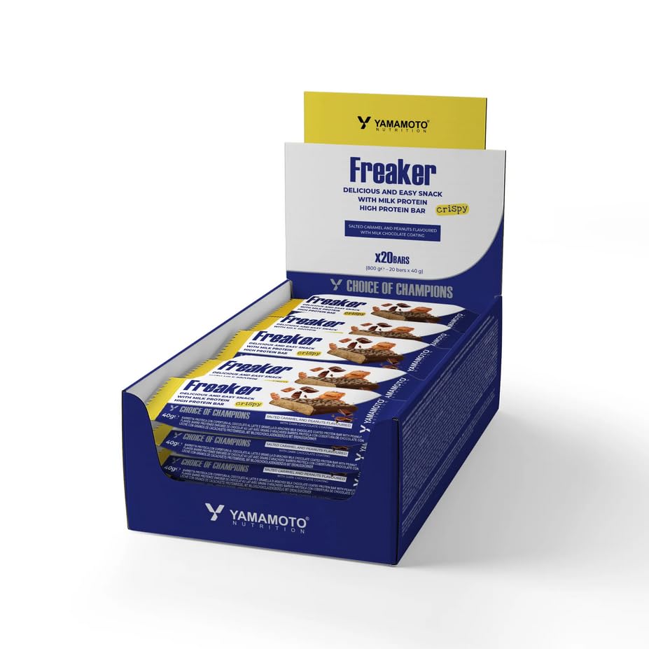 Yamamoto Nutrition, Freaker 20 barrette da 40 g, Gusto Caramello Salato, snack nutriente con 12g di proteine