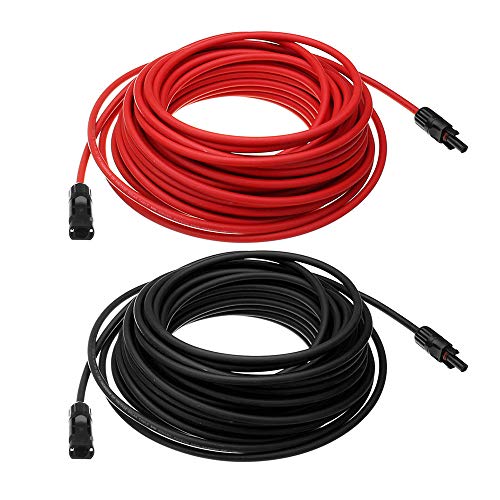 wccsolar Cable Solar 6mm² Enerflex Solar Rojo y Negro Total 10 y 20Metros con termianles MC4 (20Metros Rojo + 20M Negro) Cables XLPE 1500v