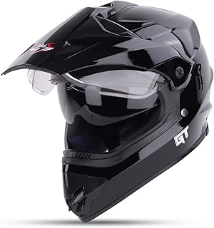 Steelbird GT Off Road ISI Certified Motocross Double Visor Full Face Helmet Outer Clear Visor and Inner Smoke Sun Shield