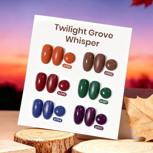 Image of Beetles Fall Gel Polish Set, Dark Brown Burgundy Red Green Colors