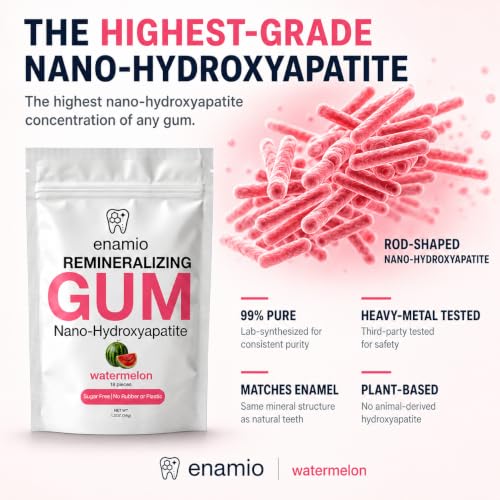 Image of Enamio Remineralizing Gum, Nano Hydroxyapatite Gum, Xylitol Gum Watermelon 4 Pack