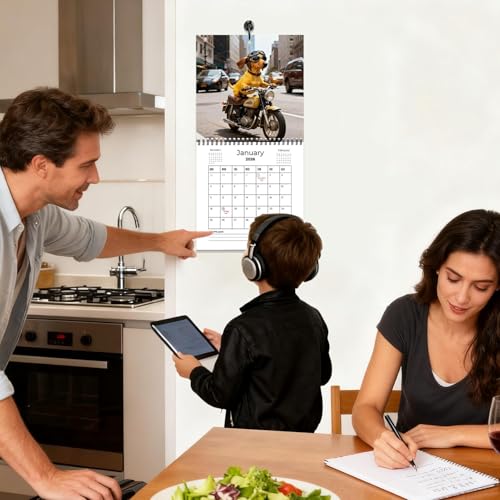 2026 Welpen-Wandkalender, 20,8 x 20,8 cm, niedlicher dicker und stabiler Papierkalender zum Organisieren, hängende Wandkalender mit Hundebildern für Hundeliebhaber