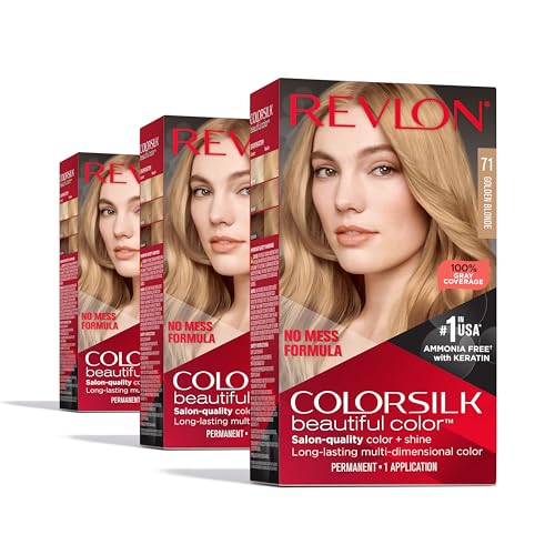 Revlon Colorsilk Beautiful Color Permanent Hair Color, (OLD VERSION) 71 Golden Blonde (Pack of 3)