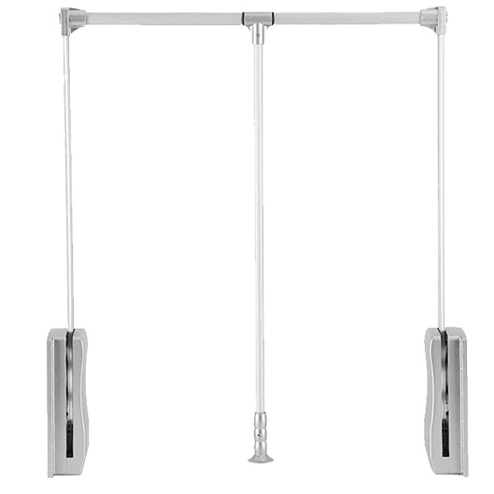 GTHTUHFD Heavy Duty Adjustable Pull Down Closet Rod, Extendable Wardrobe Rail Lift Aluminium Retractable Clothing Rod Cabinet Rail Lifter Hanger For Bedroom Wardrobe Silver-450to600mm