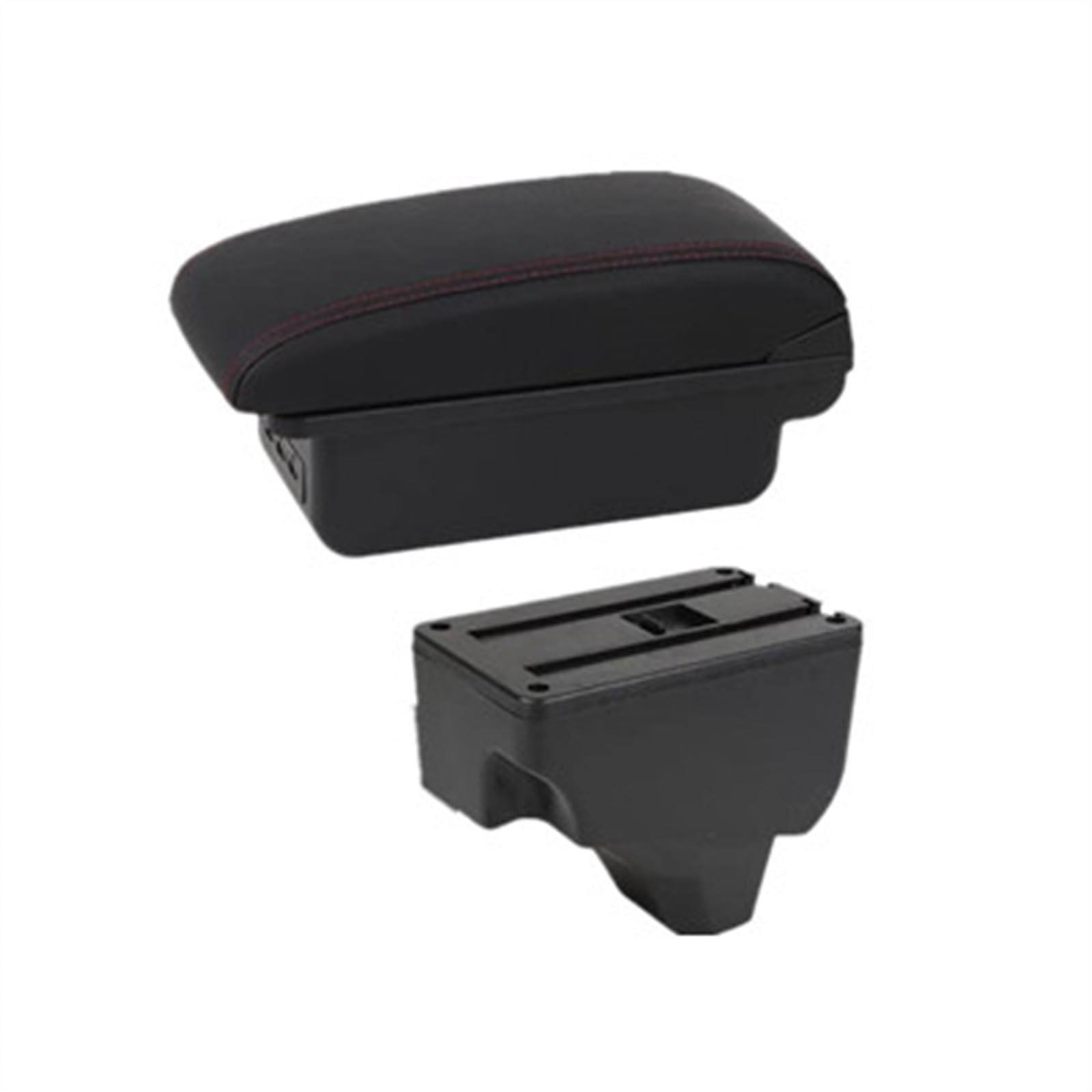 NOHEEU PU Leather Car Armrest Special Storage Box Modification Parts For 208 2008 2019 2020 2021 2022 2023 2024(B1 red line 3USB)
