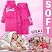 Get Trend Barbie Fleece Bathrobe for Girls, Teens Dressing Gown, Hooded Robe with Tie Belt, Cozy Loungewear, Gifts for Girls (4-5 Years, Pink Barbie)