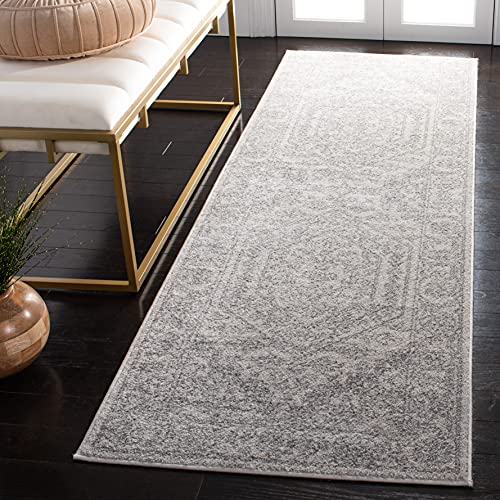 SAFAVIEH Adirondack Collection Runner Rug - 2'6' x 20', Ivory & Silver, Oriental Medallion Design, Non-Shedding & Easy to Clean, Ideal for Hallway, Foyer, Kitchen, Entryway (ADR108B)