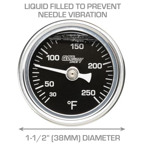 Glowshift GS-MSB-TEMP Liquid Filled Mechanical 250 F Temperature Gauge - For Water Coolant Or Oil Temp thumb #3