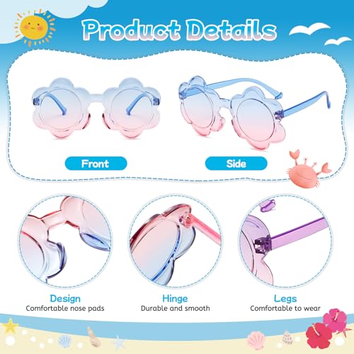 16 Pcs Sunglasses Bulk for Girls Boys, Round Flower Sunglasses Party Favor Decor Bluey Grannies2