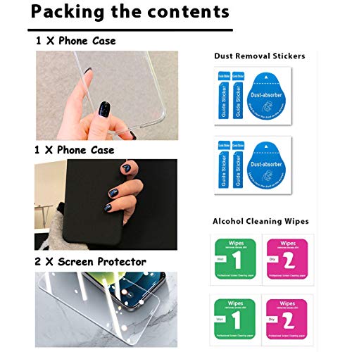 LYZXMY Funda para ZTE Blade A51 Transparente + Negro Carcasa + [2 Piezas] Vidrio Templado Película Protectora - Silicona TPU Suave Caso Case para ZTE Blade A51 (6.52")