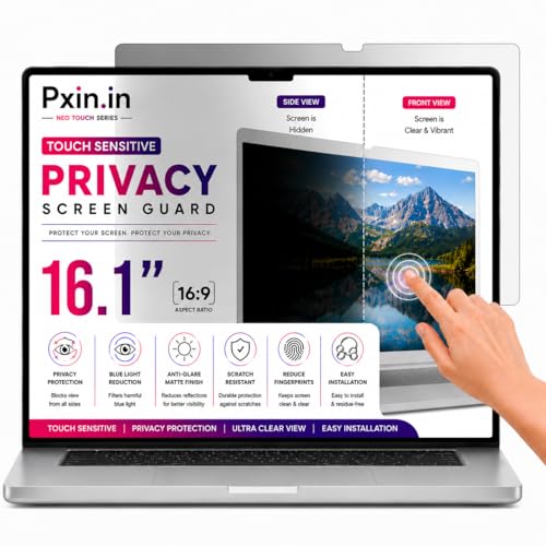 Image of Pxin Neo 16.1 Inch (16:9) | Touch Sensitive Privacy | Anti Blue | Anti Glare | UV (A /B /C) Block| OptiX & BLUVLIGHT Block Layer | Privacy Filter compatible with HP /Dell /Lenovo /Asus /Acer