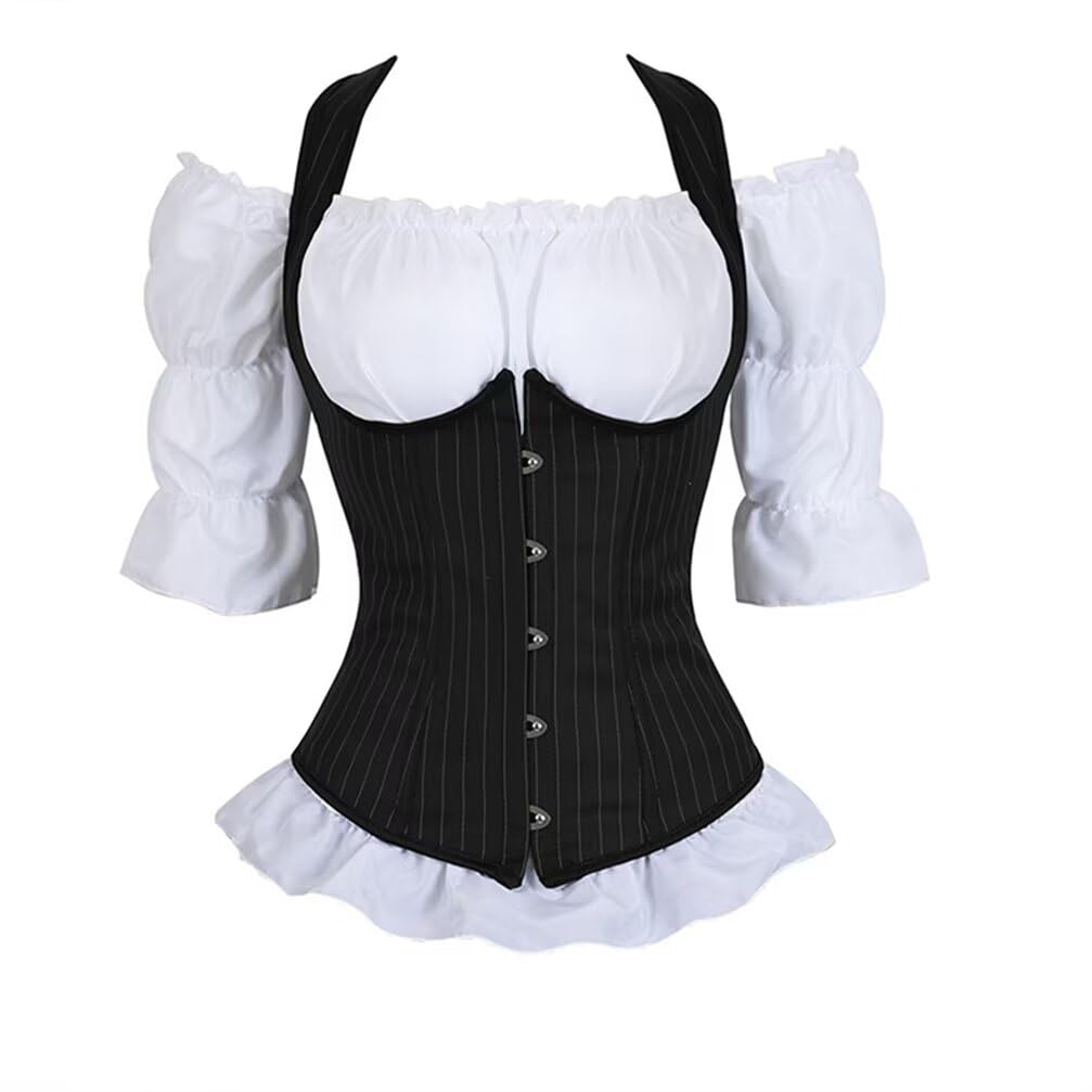 Corsetto sottoseno in pelle goffrata: costume da cow girl vichinga medievale vittoriana gotica LARP - Italia